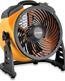 XPower High Performance Industrial High Speed Whole Room Air Mover, Air Circulator, Multipurpose Floor Fan with Variable Speed (Yellow, FC-125B 900CFM)