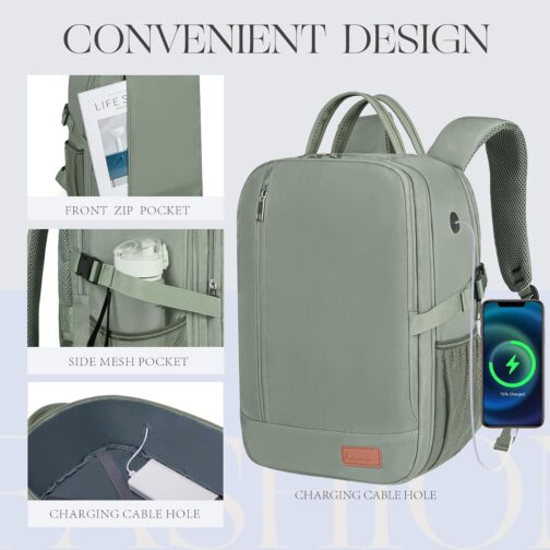 Ryanair Hand Luggage 40 x 20 x 25 Backpack Bag Airplane Carry On Luggage Underseat Cabin Bag Travel Backpack for Easyjet Wizz Air Vueling, grey, 40 x 20 x 25 inches, Classic – Bild 6