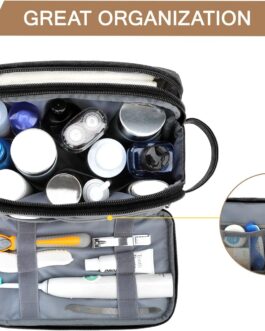 BAGSMART Toiletry Bag for Men, Travel Toiletry Bag, Cosmetic Bag with Double Zip Opening, Large Storage Space, 5 L, black canvas, M