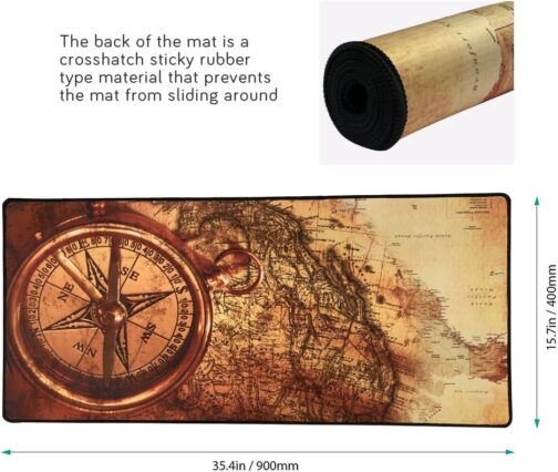 Cmhoo XXL Professional Large Mouse Pad and Computer Game Mouse Pad 90 x 40 x 0.2.5 cm Compass – Bild 2