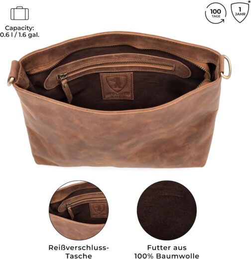 Berliner Bags Vintage Umhängetasche Marbella M, Große Schultertasche Crossbody Bag aus Leder, Handtasche für Damen – Bild 4