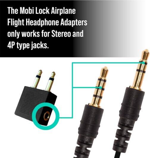 Gold Plated Airplane Flight Headphone Adapters (Pack of 2) | Allows you to use your Earphones with all In-Flight Media Systems | This Airline Plane Headset Converter Enables Great Sound on all Planes – Bild 4