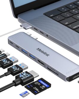 USB C Hub Adapter for MacBook Pro Air, Mac Multiport Adapter, 8 in 2 MacBook Accessories Dongle with 4K HDMI, Thunderbolt 3, USB C/A Ports, SD/TF Card Reader for M3 M2 M1 2024-2018 13″ 14″ 15″ 16″