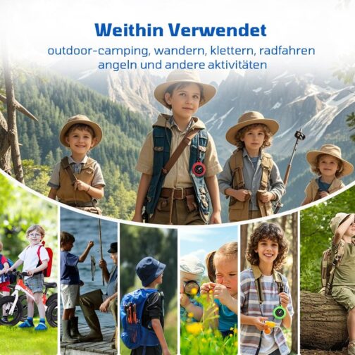 WRQIOO Pack of 6 Children's Compass, Multi-Colour Children's Mini Compass, Compass Children Outdoor, Mini Survival Compass with Portable Carabiner Hook for Outdoor Guide Children's Gifts – Bild 7