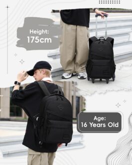Tanou Trolley Backpack with Wheels for Boys – Unisex School Backpack Teenager with 6 Wheels Waterproof – School Bag Trolley Boys Casual Daypack for 3rd 9th Grade, 25L