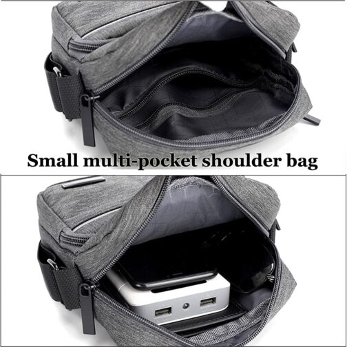 Shoulder Bag Messenger Bag Men's Bag for Hanging Small Men's Canvas Mobile Phone Bag Men for Work School Travel, black, Retro – Bild 7