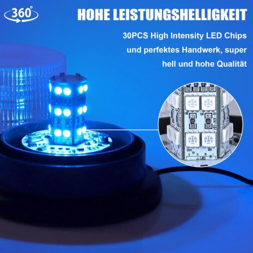 LED Rotating Beacon for Car Transporter Trucks, Adjustable 8-Colour Flash (Red, Purple, Green, etc.), Waterproof with Magnet – Bild 2