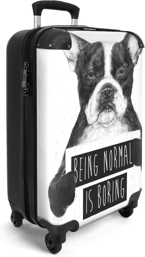 NoBoringSuitcases.com® Suitcase Hand Luggage Trolley Trolley Suitcase Small Travel Suitcase with 4 Wheels - Dog - Sign - Text - Animals - 55 x 35 x 20 cm - Photo Case - Cabin Case - Board Luggage, dog – Bild 2