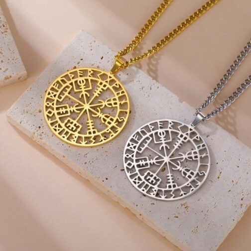 Amaxer Vegvisir Compass Necklace for Women Stainless Steel Viking Amulet Nordic Vegvisir Rune Talisman Charm Jewellery Pendant Necklace for Women – Bild 7
