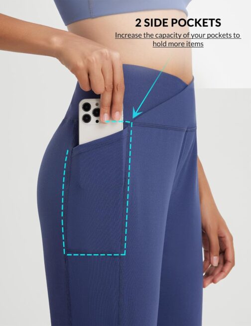 baleaf Women's Bermuda Shorts Capri Yoga Trousers with Pockets Wide Leg Straight Trousers High Waist Loose Lounge Activewear Trousers Casual Summer – Bild 3