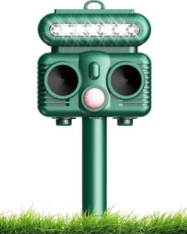 Cat Repeller Ultrasonic Animal Repellent, 4 Modes Solar Animal Repeller Cat Repeller with PIR Motion Sensor and LED Flashing Light, IP66 Waterproof Marten Deterrent for Cats, Dogs, Birds, Wild Animals
