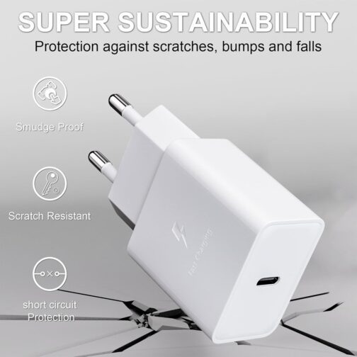 USB C Charger 15 W, Quick Charger Type C Mobile Phone Power Supply Plug Adapter for Samsung Galaxy S21 S20 S10 S9 S8 Plus S10e A51 A50 A34 A33 A20e A14 A13, iPhone 12/13/14/15/11 Pro iPad/Air Google – Bild 6