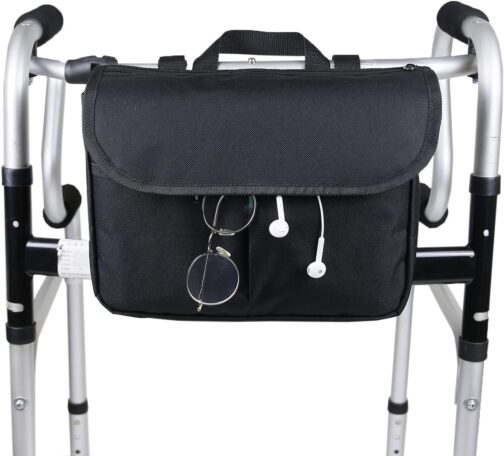 Side Wheelchair Bag, Oxford Cloth Heavy Duty Handle Wheelchair Bag Large Capacity Wheelchair Storage Bag Walker Accessories (Black) – Bild 2