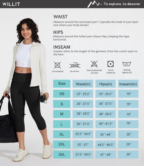 WILLIT Women's Yoga Capri Leggings with Pockets, High Waisted Exercise Capris Trousers for Casual Summer Workout – Bild 7