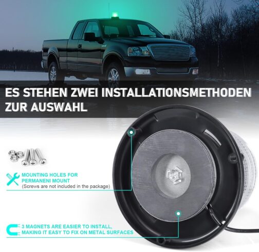 LED Rotating Beacon for Car Transporter Trucks, Adjustable 8-Colour Flash (Red, Purple, Green, etc.), Waterproof with Magnet – Bild 4