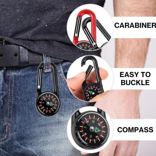 MOLZINY Pack of 6 Compass Key Fob Compass Mini Children Colourful Carabiner Compass Key Holder Zip Fixer Compass Outdoor Compass Pendant for Outdoor Hiking – Bild 5