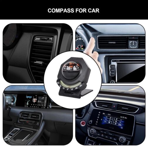 Car Compass Dashboard | Foldable Glow in the Dark Bullet Compass | Built-in Sloppe Meter for High Precision Navigation | Portable Marine Compass for Car, Truck and Vehicle Decoration – Bild 4