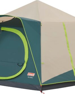 Coleman Polygon 5 Large 5 Person Tent with 360° View, 5 Man Family Tent, Sturdy Steel Pole Construction, Easy to Assemble, 100% Waterproof Camping Tent, Brown, One Size