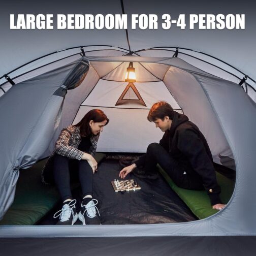 Portal Zelt 3-4 Perosonen Camping wasserdicht 4000mm Kuppelzelt mit Vorzelt Familienzelt Festivalzelt für Camping Reise Trekking Garten – Bild 7