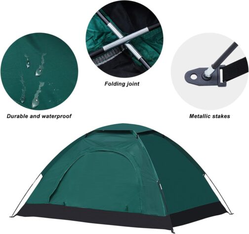 CLIPOP Pop Up Tent Waterproof Lightweight Single-Layer Spring Camping Tent for 3-4 People, Easy Set Up - for Beach, Hiking, Festival, Outdoor Use – Bild 6