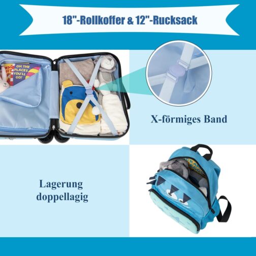 SOARS Children's Suitcase & Backpack 18 + 12 inches, Travel Suitcase with Wheels & Telescopic Handle, Children's Trolley, Children's Luggage, Hard Shell Case, Children's Trolley for Boys and Girls, – Bild 2