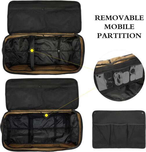 TAIHOYIN Travel Bag with Wheels Large Foldable 85-100L Expandable Packable Roll Bag Travel Hand Luggage, brown, Travel, camping – Bild 3