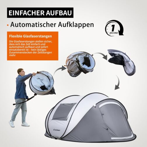 EchoSmile Camping Tent, Pop Up Tent for 4-6 People, Waterproof Family Tent with 2 Ventilation Windows, Suitable for Camping, Picnics, Hiking and Outdoor Activities – Bild 3