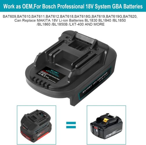 Powarobor USB Battery Adapter Dual USB/Type-C Ports Compatible with Makita 18V LXT Power Tools (for Bosch 18V GBA Batteries BAT609 BAT610, Adapter Only) – Bild 7