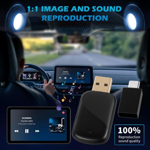 MEETOWN Wireless Carplay & Android Car Wireless Adapter 2 in 1, Converts Android Car/Carplay Wired into Wireless, Plug and Play with Type-C & USB-A, Compatible with AD10+/iOS 10+ – Bild 5