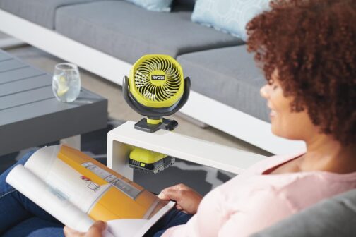 RYOBI 18 V Battery Clip Fan RCF18-0 (Compact and Portable Battery Fan, Rubberised Mounting Clip, 2-Level Adjustment, Drum Diameter (cm) 10, without Battery & Charger in Box), Green – Bild 2