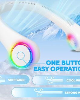 ITSHINY Portable Fan, Mini USB Hand Fans, Rechargeable, Neck Cooler / Desk Fan, 3 Speeds, LED Light