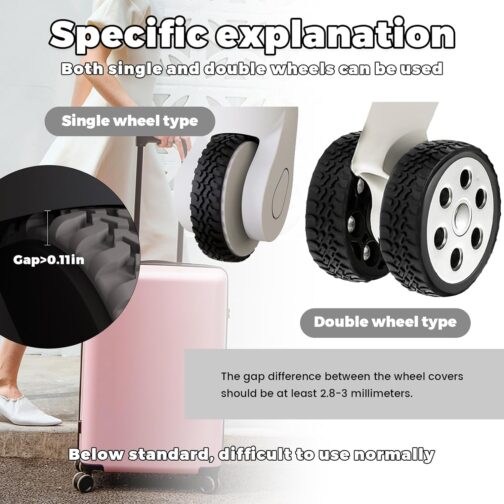 VELCUMA Luggage Wheel Protector Silicone, Suitcase Wheels Silicone - Non-Slip & Low Noise Suitcase Wheel Cover, Waterproof, for Most Office Chairs/Luggage/Shockproof Protection, 4 pieces black. – Bild 5