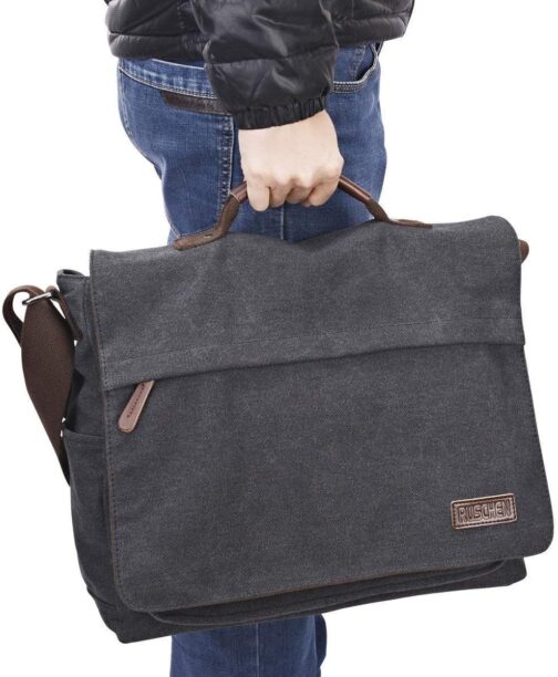 Ruschen Laptop Bag Men's Vintage Canvas for a 15.6 Inch Laptop, Premium Shoulder Bag, Messenger Bag – Bild 7