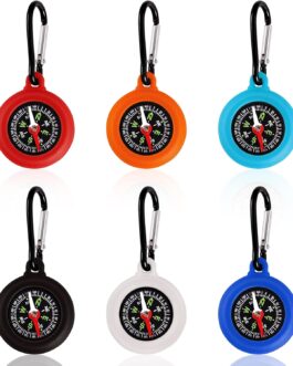 Pack of 6 Compass Children, Outdoor Compass with Carabiner Hook, Portable Mini Compass Key Ring for Camping and Outdoor Activities