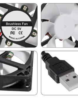 2pcs 80x80x25 2pcs 80mm/3.15 Inch for DC Fan 5V Computer Case Fan 80x80x25mm USB 8025 Blue LED Power Cooling DC Brushless Cooler Fan 8cm for PC Case CPU Brushless