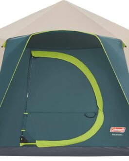 Coleman Polygon 5 Large 5 Person Tent with 360° View, 5 Man Family Tent, Sturdy Steel Pole Construction, Easy to Assemble, 100% Waterproof Camping Tent, Brown, One Size
