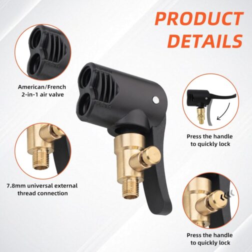 LPZMPZ Pack of 2 French Valve Adapter Car Valve Lever Connector Brass Adapter French Valve to Car, Air Chuck, Presta Valve Adapter for Cars, Bicycles, Motorcycles – Bild 3