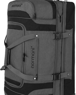 normani Travel Bag 2-Wheel Trolley 120-150 Litres Soft Luggage Travel Bag with Wheels and 6 Compartments – Expandable Travel Trolley – Roller Bag Sports Bag 81 x 39 x 39/47 cm, grey/black