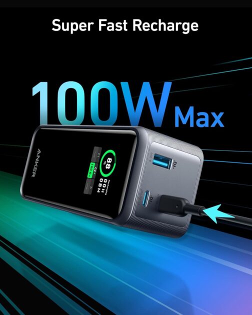 Anker Prime Power Bank, 20,000 mAh External Battery with 200 W Power, Digital Display, 2 x USB-C and 1 x USB-A Port, Compatible with iPhone 14/13 Series, Samsung, MacBook, Dell, and More – Bild 3