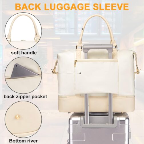 LOIDOU Women's Travel Bags, Weekender Bag, Overnight Shoulder Duffel Carry-On Tote Bag with Luggage Sleeve, Shoe Compartment, Perfect for Travel, Daily Use, Birthday Gift – Bild 4