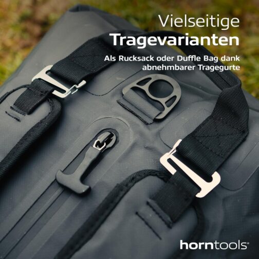 horntools Expedition Bag - 40/60/90 Litres, Waterproof Bag, Duffle Bag, Travel Bag, Sports Bag, Gear Bag, Various Sizes, Portable as Backpack or Carry On, black – Bild 3