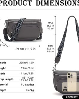 Boadlol Large Bum Bag Women’s Shoulder Bag Crossbody Bag Shoulder Bag Chest Bag Lightweight with Multiple Compartments Adjustable