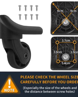 GUGULUZA Replacement Wheels for Soft- and Hard-Shell Luggage and Travel Suitcases, GU149 Wheels, Pair, Black