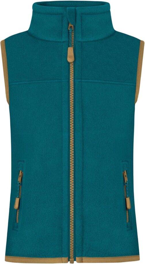 normani Children's Fleece Vest Sleeveless Vest Knitted Vest Breathable Outdoor Top with Stand-Up Collar and Side Pockets