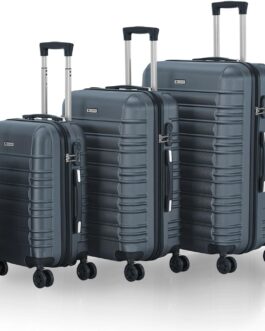 Juskys Hard Shell Suitcase Set Travel Suitcase – Combination Lock, Quiet 360° Wheels, Large, Telescopic Handle, Lightweight – 4 Hard Cases, charcoal, Modern