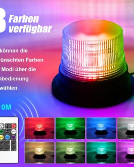 LED Rotating Beacon for Car Transporter Trucks, Adjustable 8-Colour Flash (Red, Purple, Green, etc.), Waterproof with Magnet