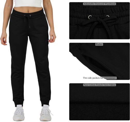 icyzone Women's Jogging Bottoms, Cotton Long Sports Trousers, High Waist, Casual Trousers with Pockets – Bild 5