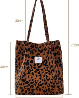 Molirex Cord Shoulder Bag Women’s Fashion Women’s Shoulder Bags Large Capacity Ideal for Everyday Use, Shopping, School, Trips and Work (Leopard), leopard, Contemporary