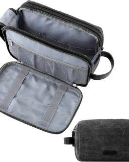 BAGSMART Toiletry Bag for Men, Travel Toiletry Bag, Cosmetic Bag with Double Zip Opening, Large Storage Space, 5 L, black canvas, M