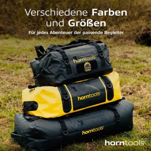 horntools Expedition Bag - 40/60/90 Litres, Waterproof Bag, Duffle Bag, Travel Bag, Sports Bag, Gear Bag, Various Sizes, Portable as Backpack or Carry On, black – Bild 6